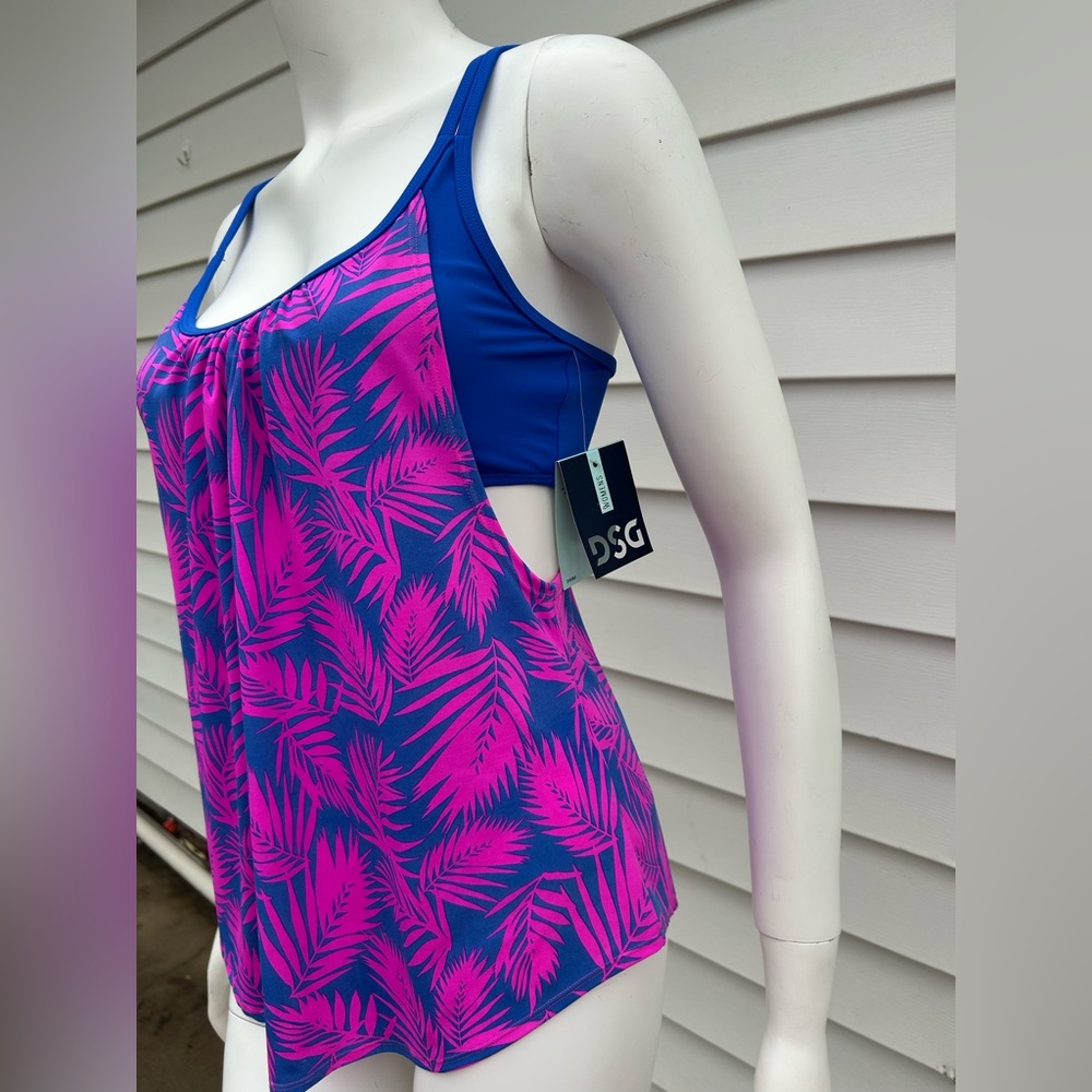 DSG Blue and Pink One Piece Swimwear Racerback - Picture 3 of 8